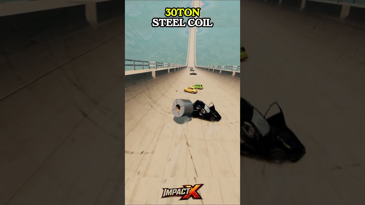 30TON Steel Coil VS Cars #2 - BeamNG.Drive 