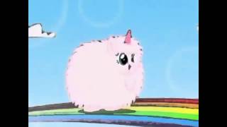 pink fluffy unicorns dancing on rainbows