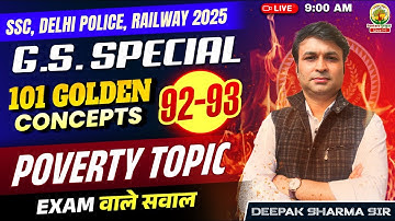 Concepts 92-93 | Class 37 | 101 Golden Concepts | SSC EXAMS 2025 | General Study By Deepak Sir #ssc