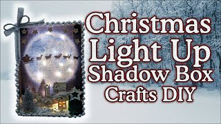 DIY Craft, Chrismas Village night Scene, Light up Shadow Box