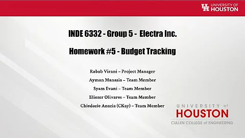 INDE6332 - Group 5 - Electra - Assignment 5 - Project Budgeting