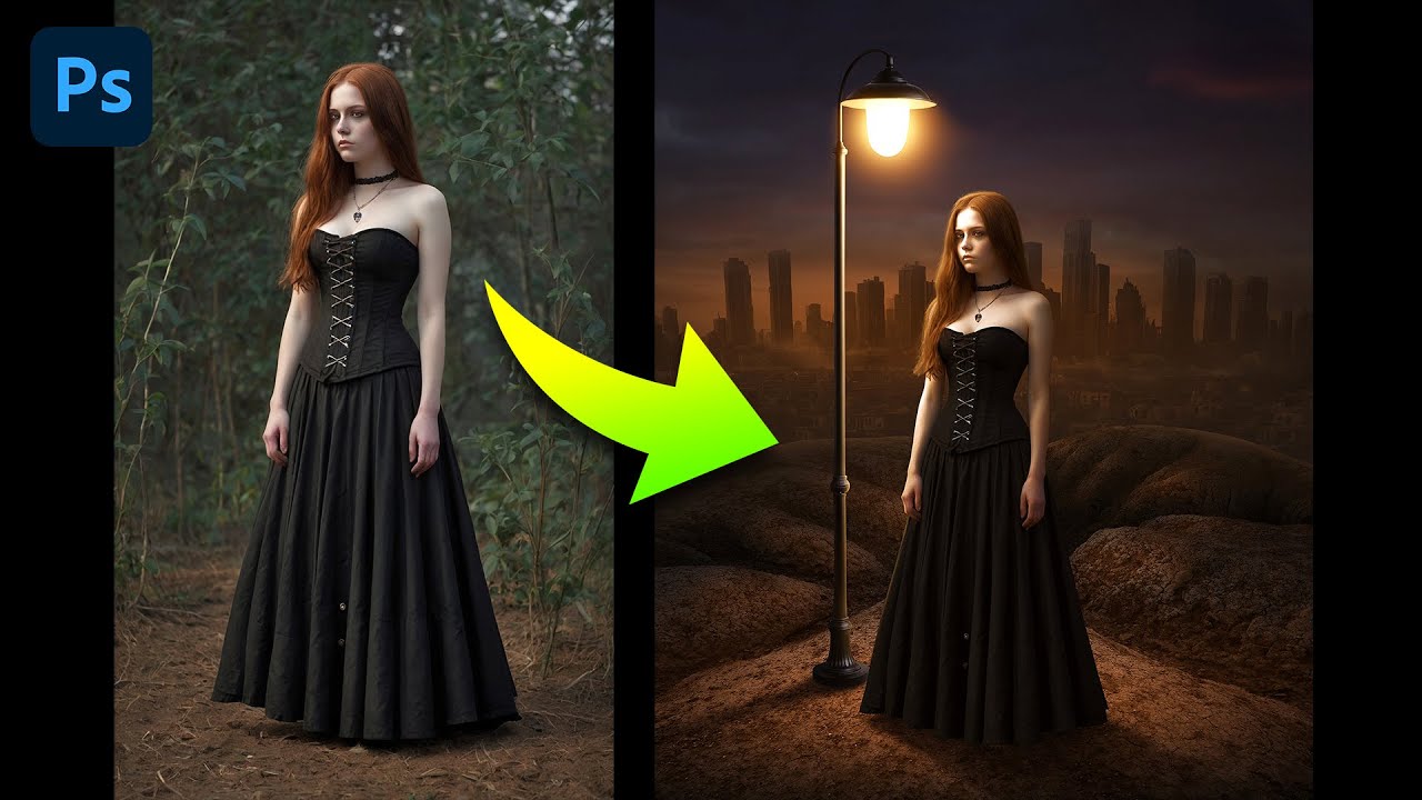 Create a Cinematic Night Scene - Photoshop Lighting Effects - YouTube