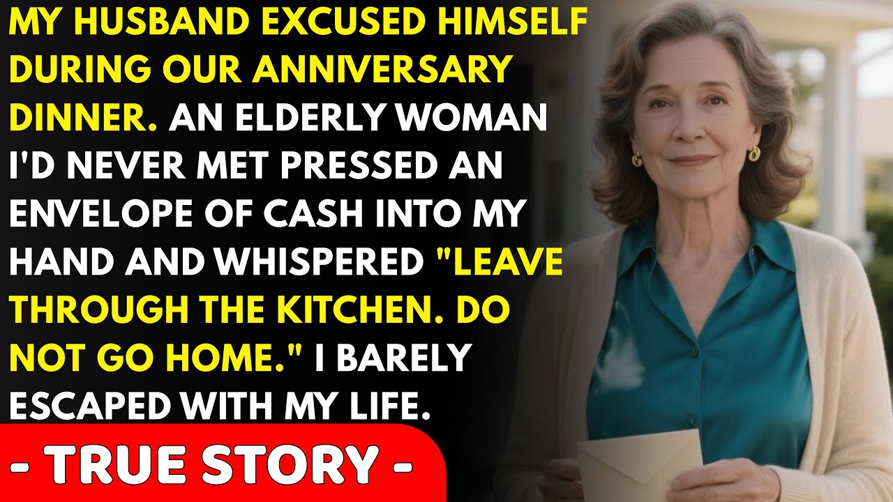 When my husband excused himself at dinner, an elderly stranger pressed cash into my hand and...