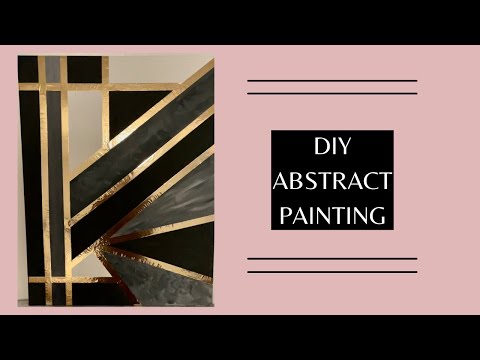 HOW TO DIY BLACK AND GOLD ABSTRACT CANVAS PAINTING | 2022 WALL ART | MODERN HOME DECOR