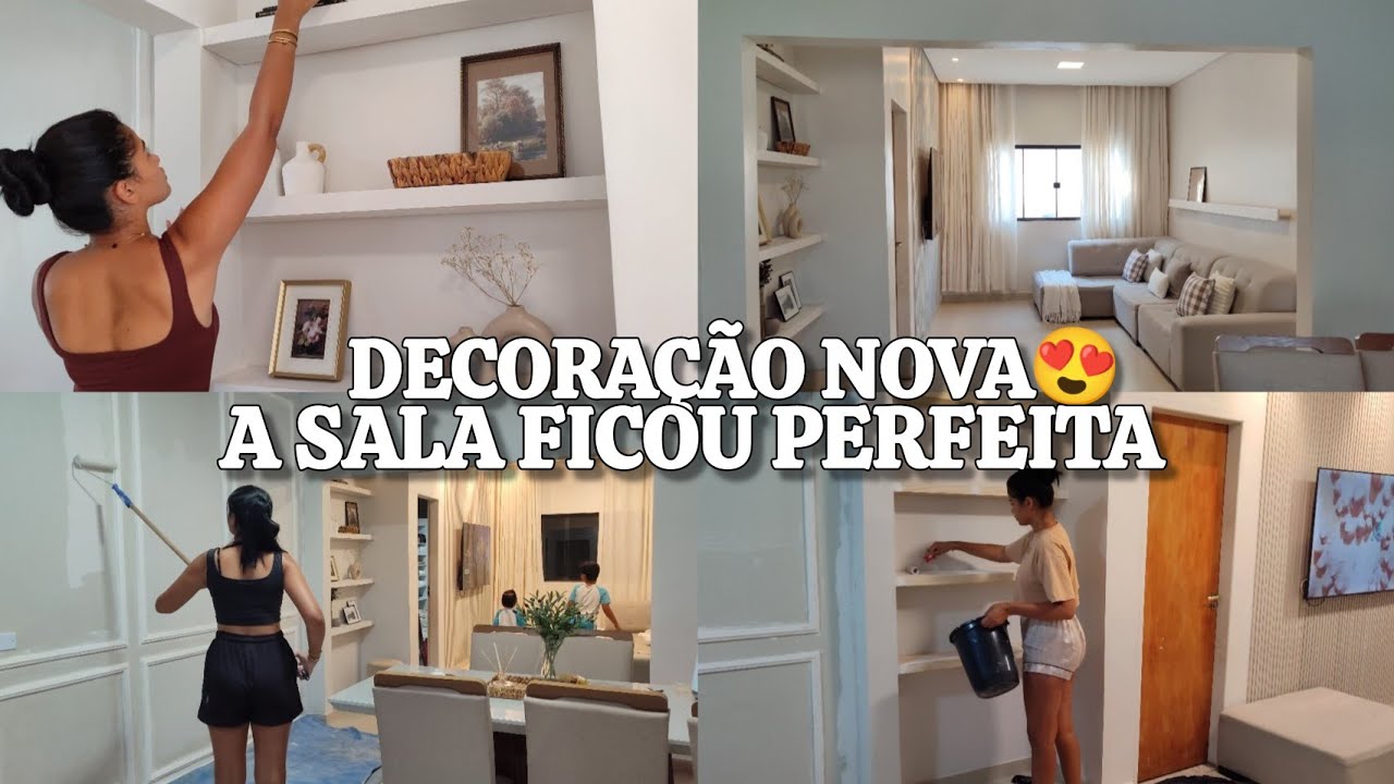A DECORAÇÃO MAIS LINDA DA SALA 😍 finalizei a pintura e decorei a estante, DECORAÇÃO NOVA 🥰