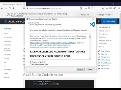 Visual Studio Code telepítés