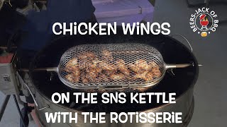 Rotisserie Wings on the Slow ’N Sear Kettle! Napoleon Basket!