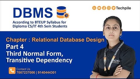 3NF in dbms in Hindi | Third Normal form in Hindi | transitive dependency in Hindi | 3NF in dbms