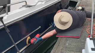 Griots Garage Orbital Polisher Waxing  Blue Hull boat 2018 Ranger Tug by Mobiledetail123 852 views 3 years ago 12 minutes, 28 seconds