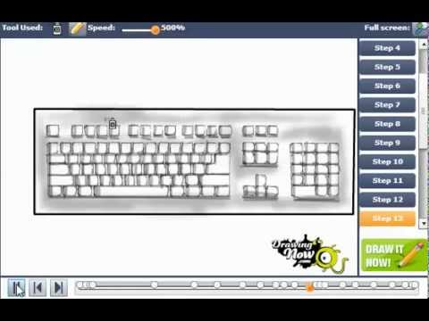 How to draw a Computer Keyboard - YouTube