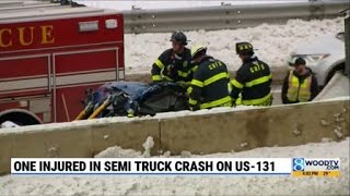 1 injured in semi-truck crash on US-131 in Grand Rapids