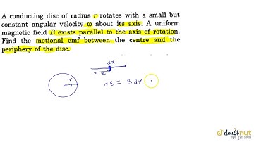 A conducting disc of radius r rotaes with a small but constant angular velocity `omega` about it...