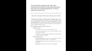 Orange County's Deferred Entry of Judgment DEJ Program