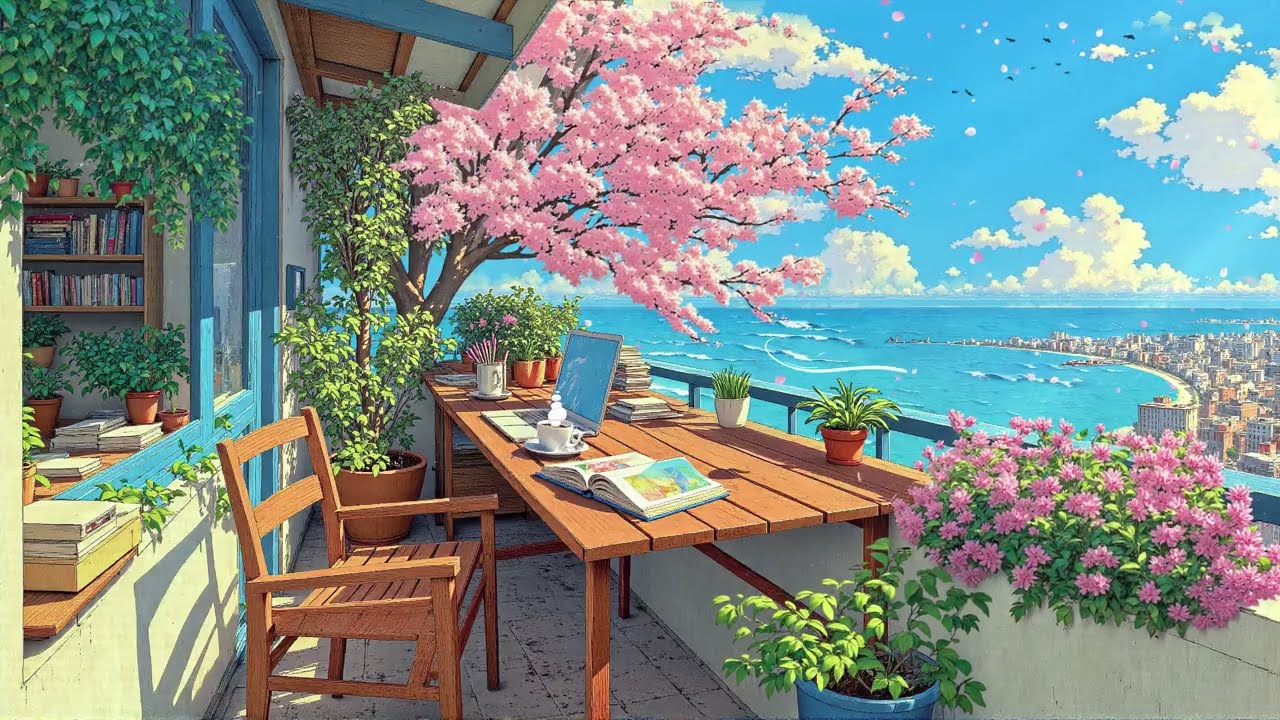 Spring Morning Breeze 🌿🌸 Lo-fi Hiphop Beats to Study / Relax / Work 📚🎧 Seaside Cafe Vibes ☕
