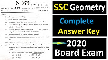 Geometry SSC 2020 Question Paper Solution | Complete Answer Key | 2020 Geometry Answer Key