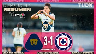 Highlights and goals - Pumas 3-1 Cruz Azul | Liga MX Femenil - Matchday 4 2025 | TUDN