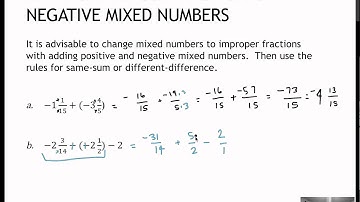 82 Addition and Subtraction of Negative Mixed Numbers (4.6)