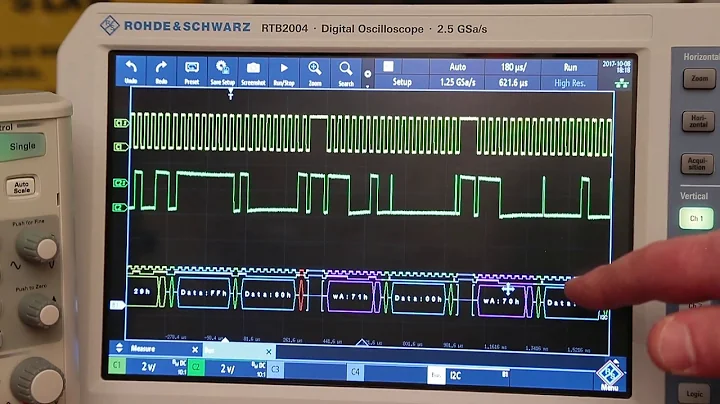 Rohde & Schwarz RTB2004 & Keysight MSOX3014T  Oscilloscope Analog Signal Quality & I2C Serial Decode