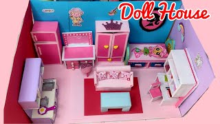 How To Make Doll House with Cardboard | DIY Cute Doll House | DIY Miniature Cardboard Doll House