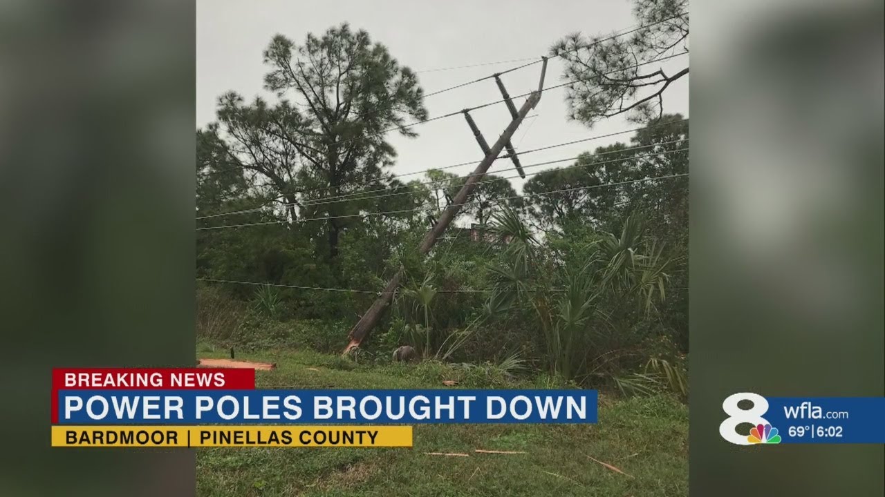 14 power poles brought down in Bardmoor area of Pinellas Park