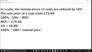 Reverse Percentages Method One - QUICK & EASY
