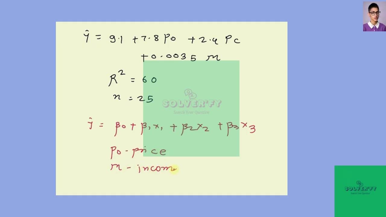 [Math] Consider the estimated demand for tea in England: Y = 9.1 + 7.8PO + 2.4PC + 0.0035M SE (15.6)