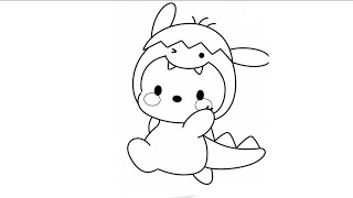 Cute Dinosaur Coloring Easy Fun Coloring for Kids Drawing Coloring
