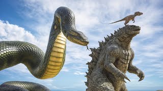 Giant Anaconda Eats Raptor Godzilla Takes Revenge