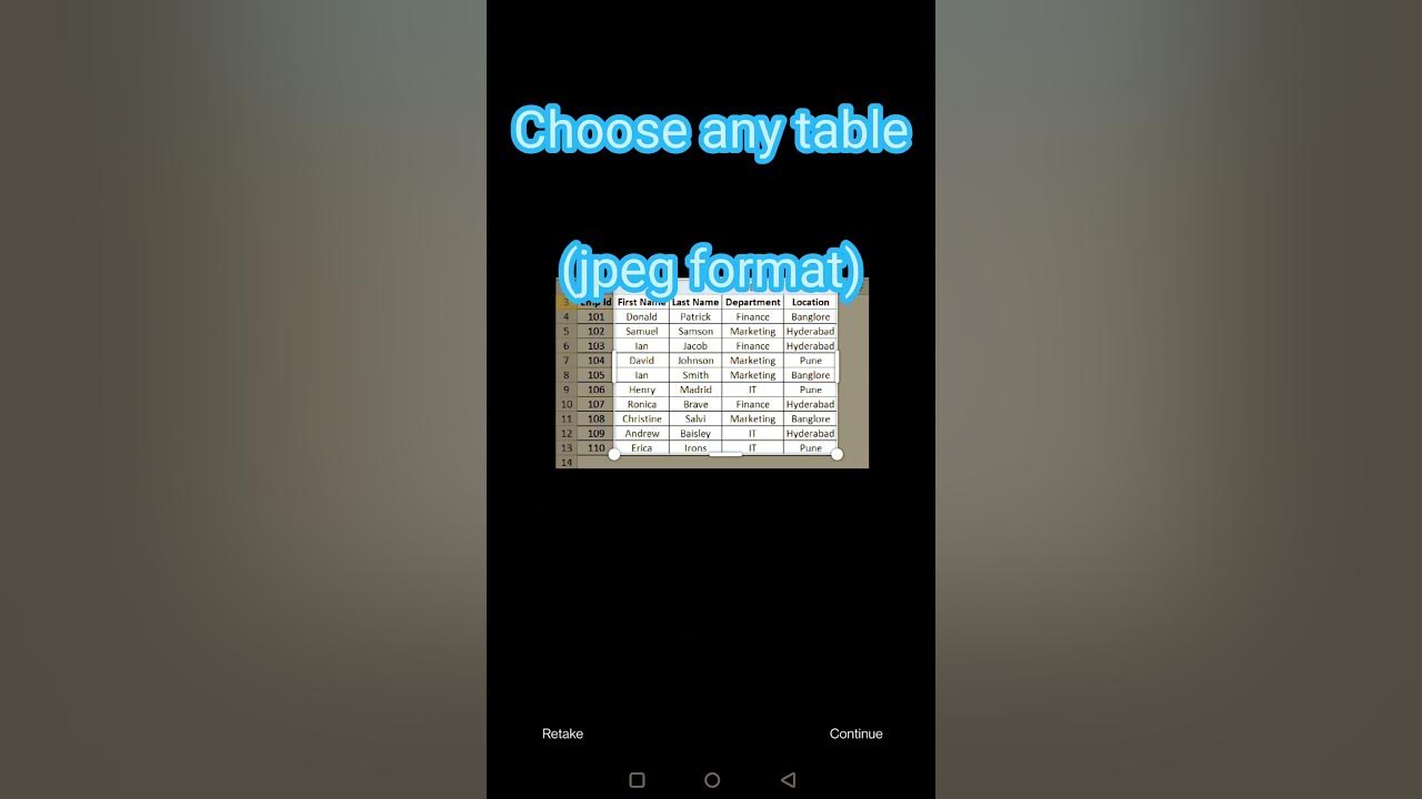 Image to table shorts learningtech1 youtube