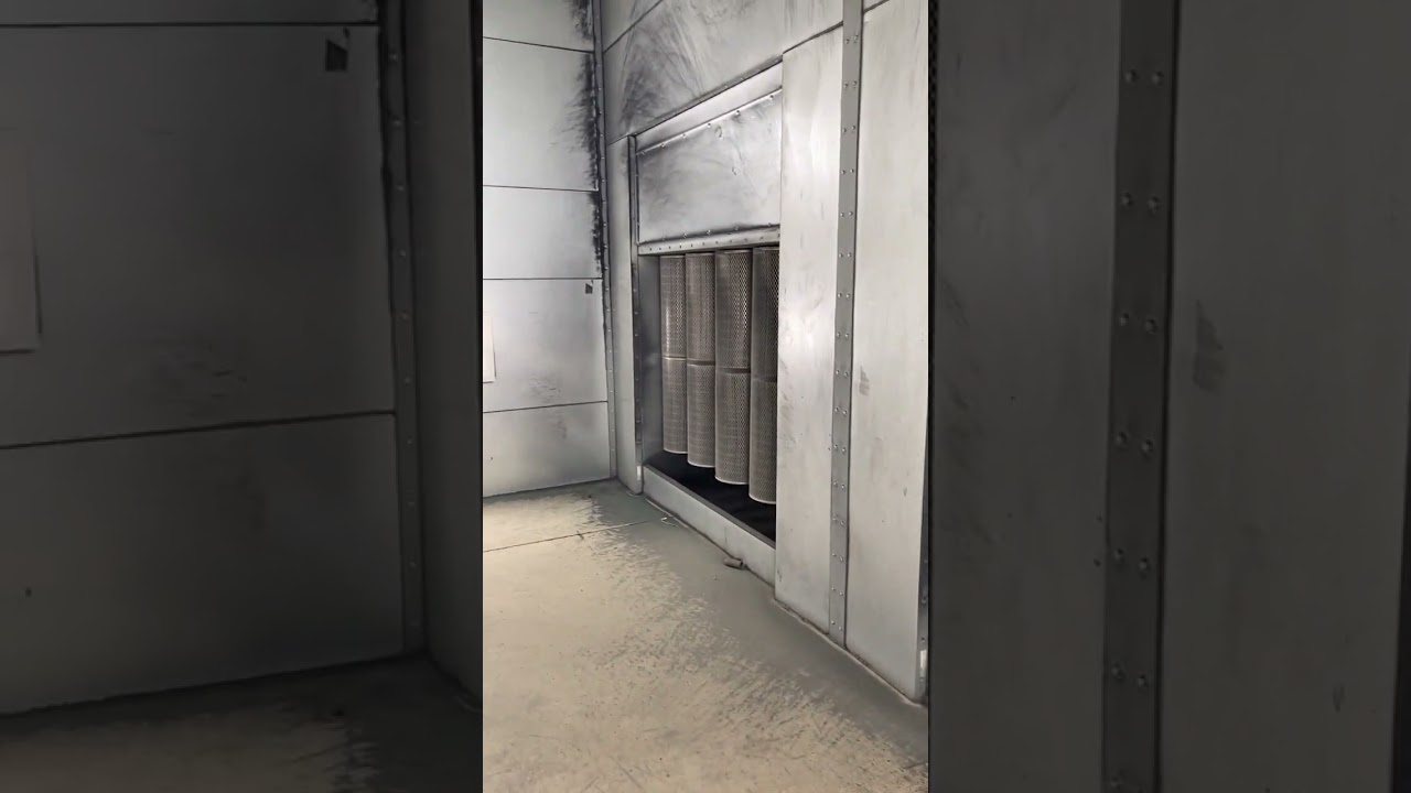 Big powder coating filter system at Fox Valley Sandblasting. Video by Custom Designed Chemicals.