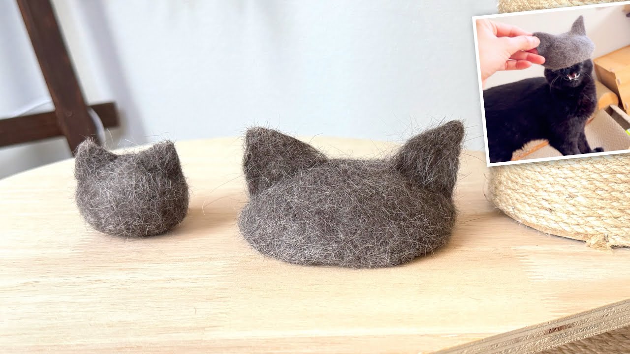 ⋱⋰専用確認 ⋱⋰羊毛フェルト製 猫用帽子 赤色 ハンドメイド