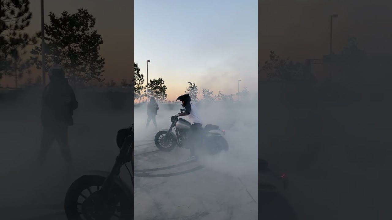 smoke with Harley Davidson tire 