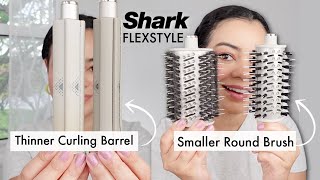 Trying NEW Shark FlexStyle Attachments - SMALLER Round Brush &amp; THINNER Curling Barrel 😱