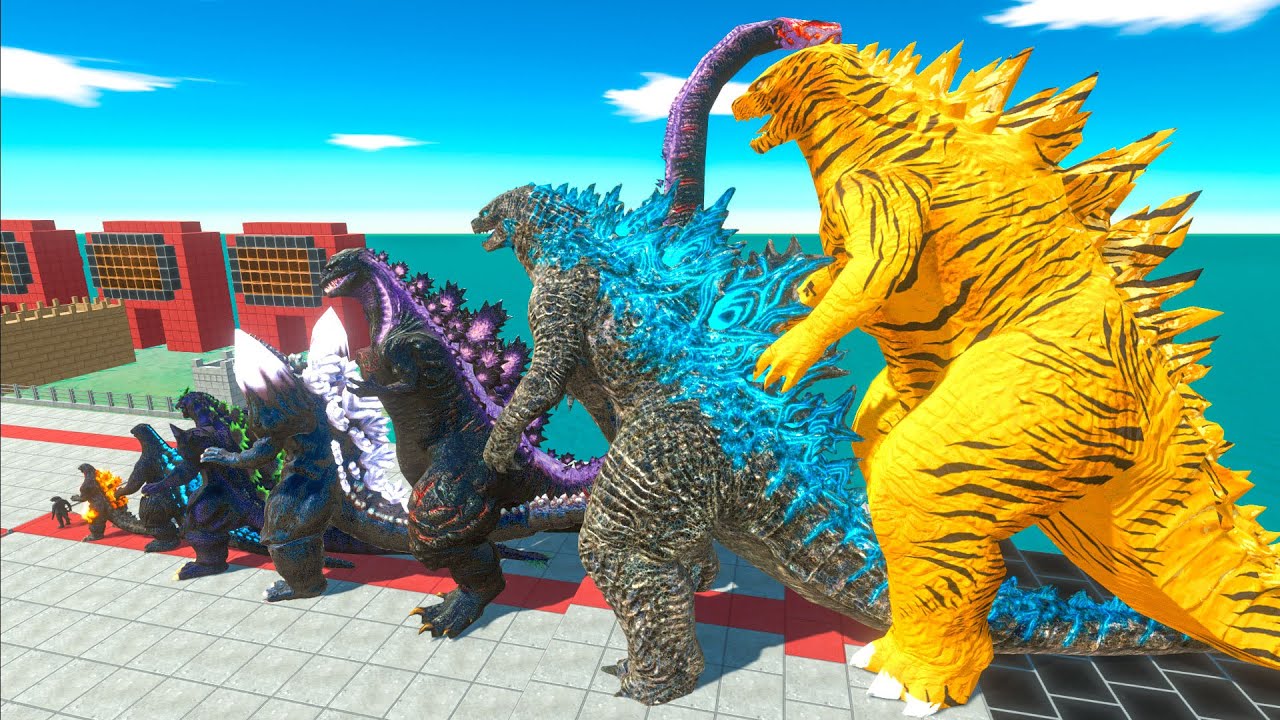 EVOLUTION of TIGER GODZILLA Size Comparison vs Team Dark GODZILLA 2014 x KONG x MECHAGODZILLA 2021