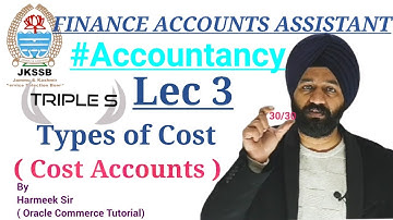 Type of Cost in Cost Accounts - #Accountancy Part 3 By Harmeek Sir || Finance Accounts Assistant