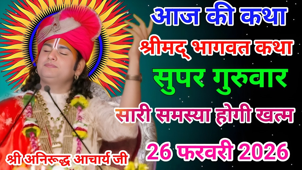 आज की कथा🙏श्री अनिरूद्ध आचार्य जी महराज💥25 फरवरी 2026💥 मधुर कथा #anirudhacharya #bhagwatkatha