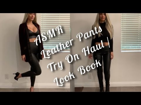 🖤🖤🖤ASMR (Faux) Leather Pants Try On Haul / Look Book (Whispered, Binaural) 🖤🖤🖤