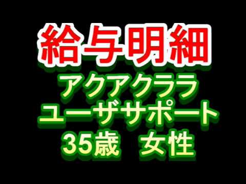 アクアクララ　ユーザサポート　35歳女性　給与明細
