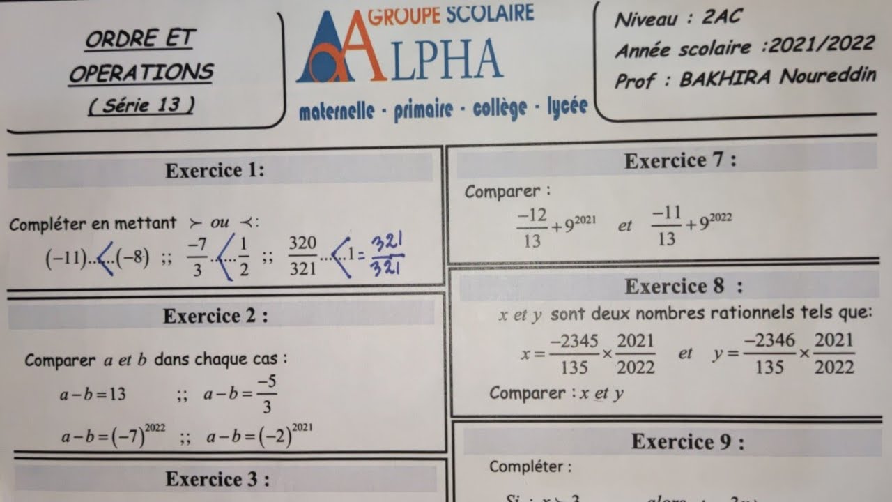 Ordre et opération !تصحيح أصعب سلسلة
