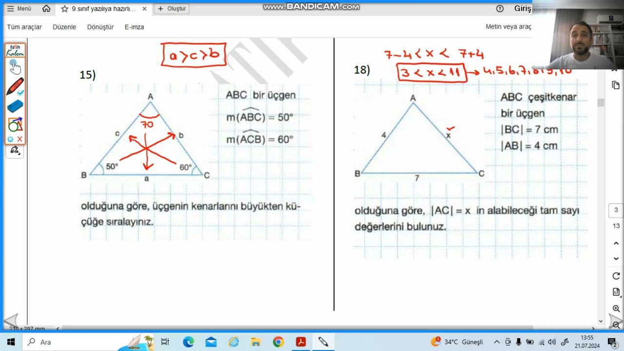 ÜÇGENLER YAZILIYA HAZIRLIK TESTİ PART 2...