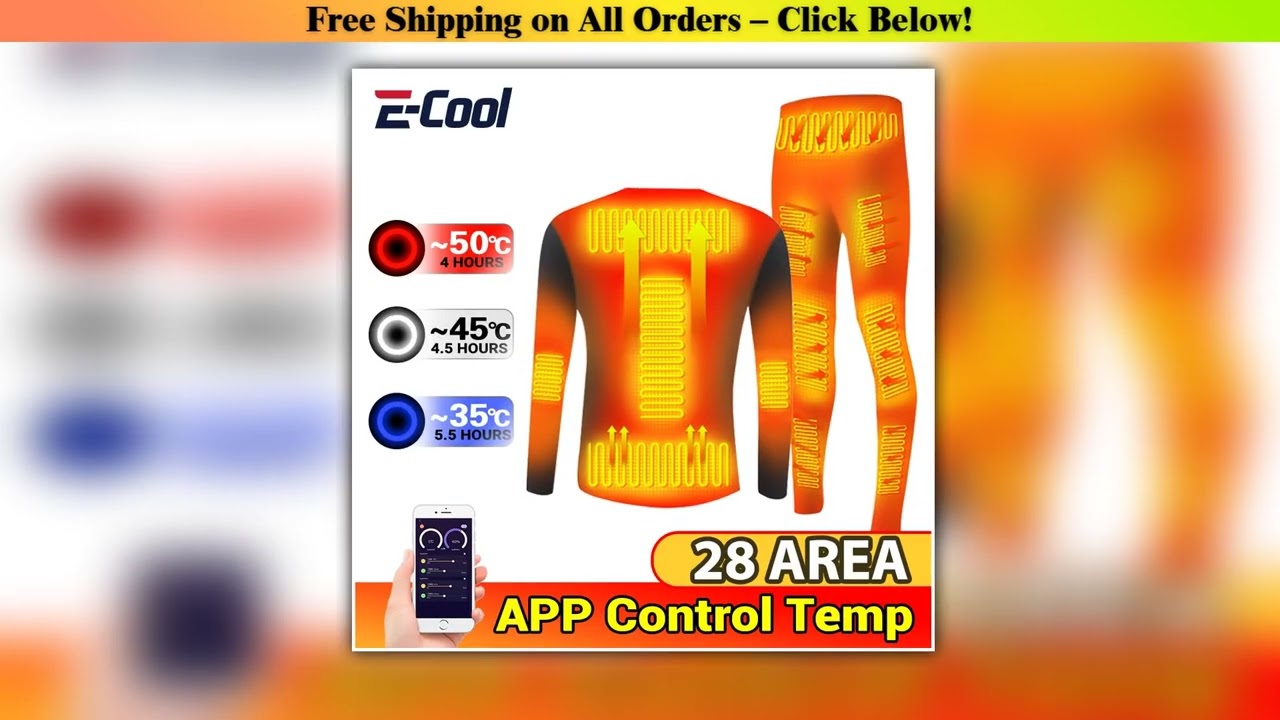 Winter Heated Jacket APP Control Heated Thermal Underwear Women Men Ski Suit USB Electric Heating