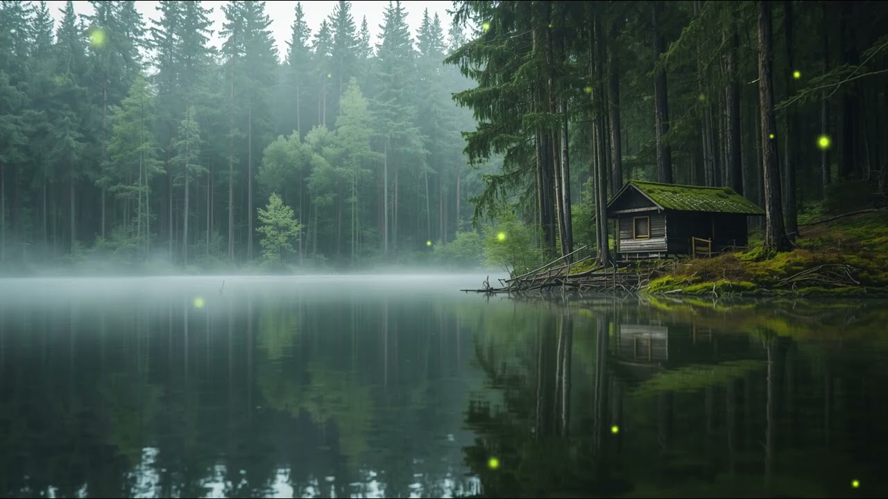 Forest Lake Cabin Ambience | Calm Nature & Still Water | 1 Hour