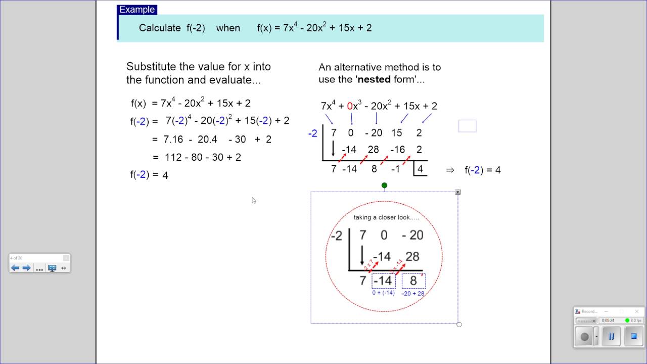 Lesson1 Evaluating a polynomial function - YouTube