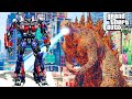 ГОДЗИЛЛА ПРОТИВ ОПТИМУСА ПРАЙМА ТРАНСФОРМЕРА ГТА 5 МОДЫ OPTIMUS PRIME VS GODZILLA ОБЗОР МОДА В GTA 5