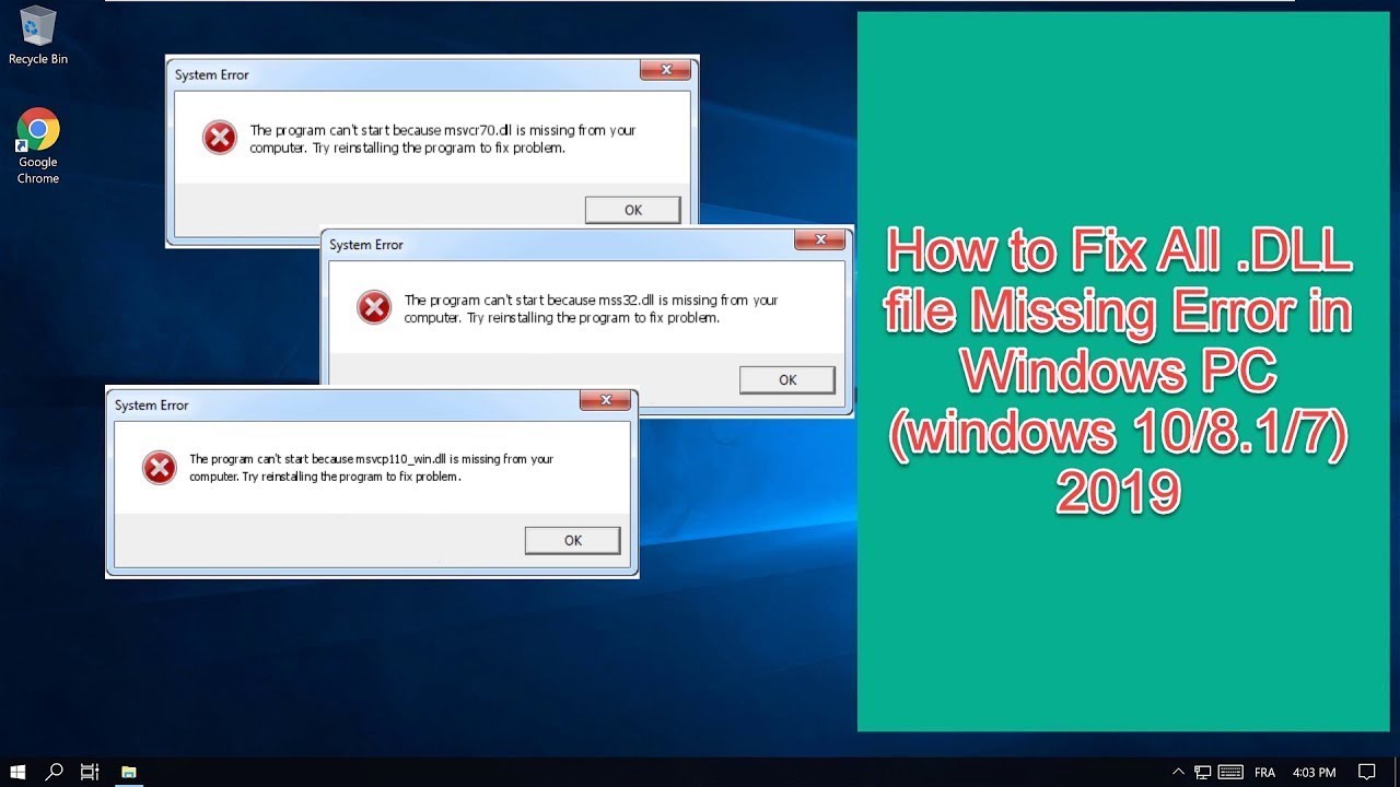 How to Fix All .DLL file Missing Error in Windows PC (windows 10/8.1/7 ...