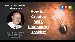 How to...with Herman. How to create a WBS Dictionary / Tasklist. screenshot 2