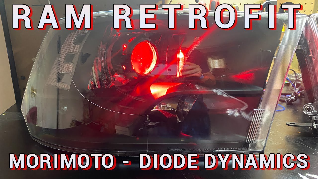 09-18 Ram Custom Retrofit Headlights - Morimoto H1 8.0 Diode Dynamics RGBW Demon Eyes