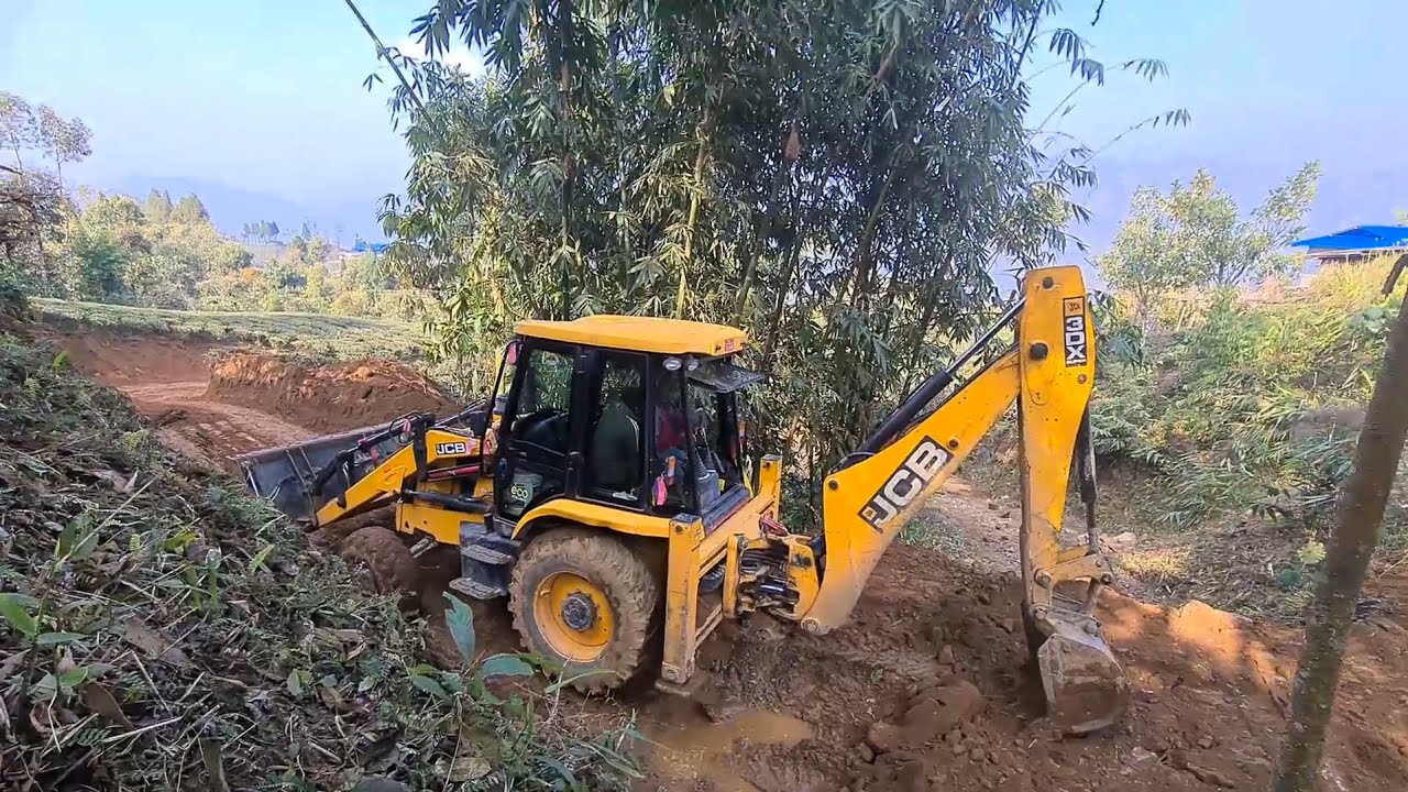 Remote Narrow New Hilly Road Construction With JCB Backhoe Machine | Best JCB Driver