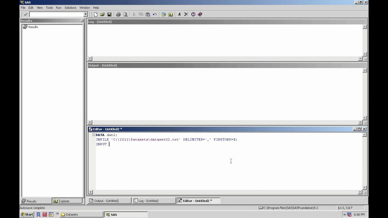 SAS - Reading in data
