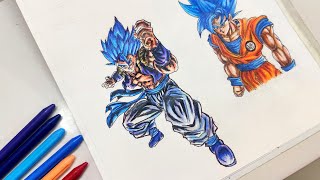 Drawing GOGETA BLUE Formation 🖌️😍 Using Doms Plastic Crayons | Super Dragon Ball screenshot 5